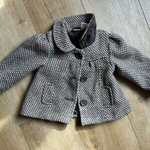 Cuddle Bear Classic Houndstooth Kids Pea Coat - Gray/White